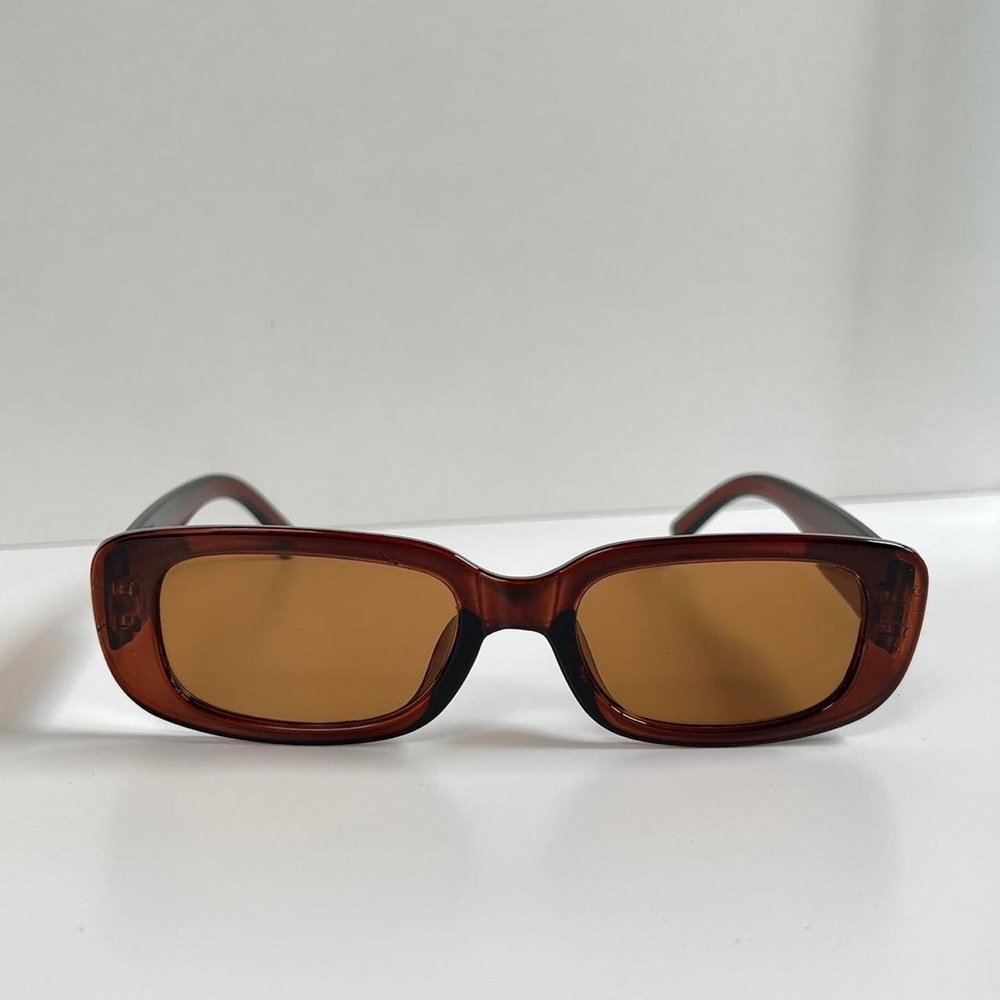 unique retro vintage style brown “tea” rectangle square sunglasses